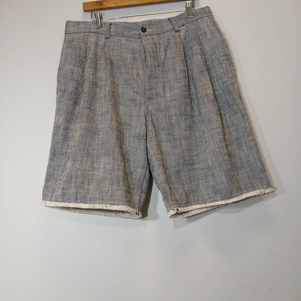 Maison flaneur womens Sz16 Italian linen wide leg shorts gray head knee length - Picture 2 of 11